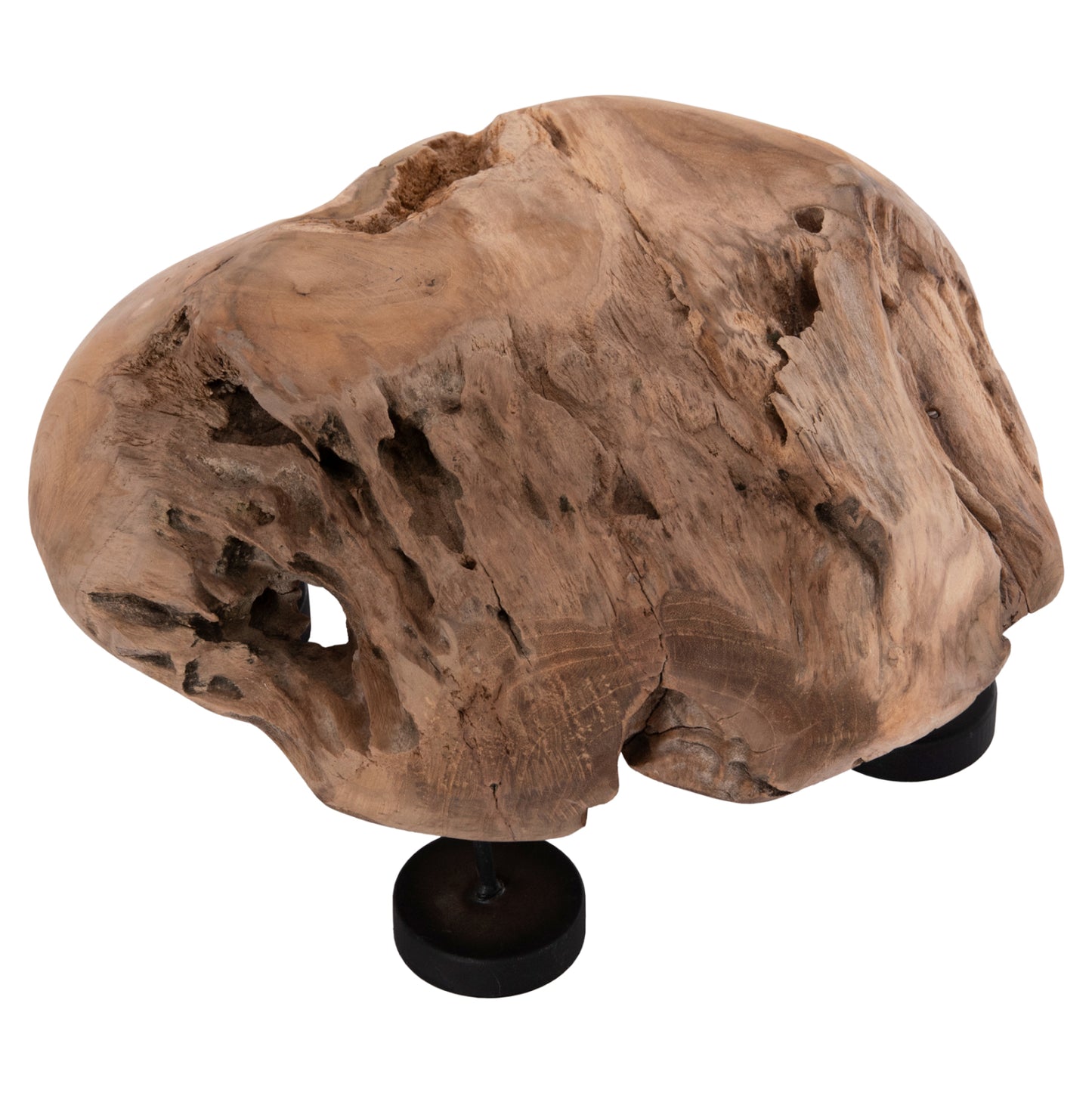 Table Candle Holder/bowl Fran Hm4390 Teak Wood-metal 30x30x7-15hcm.