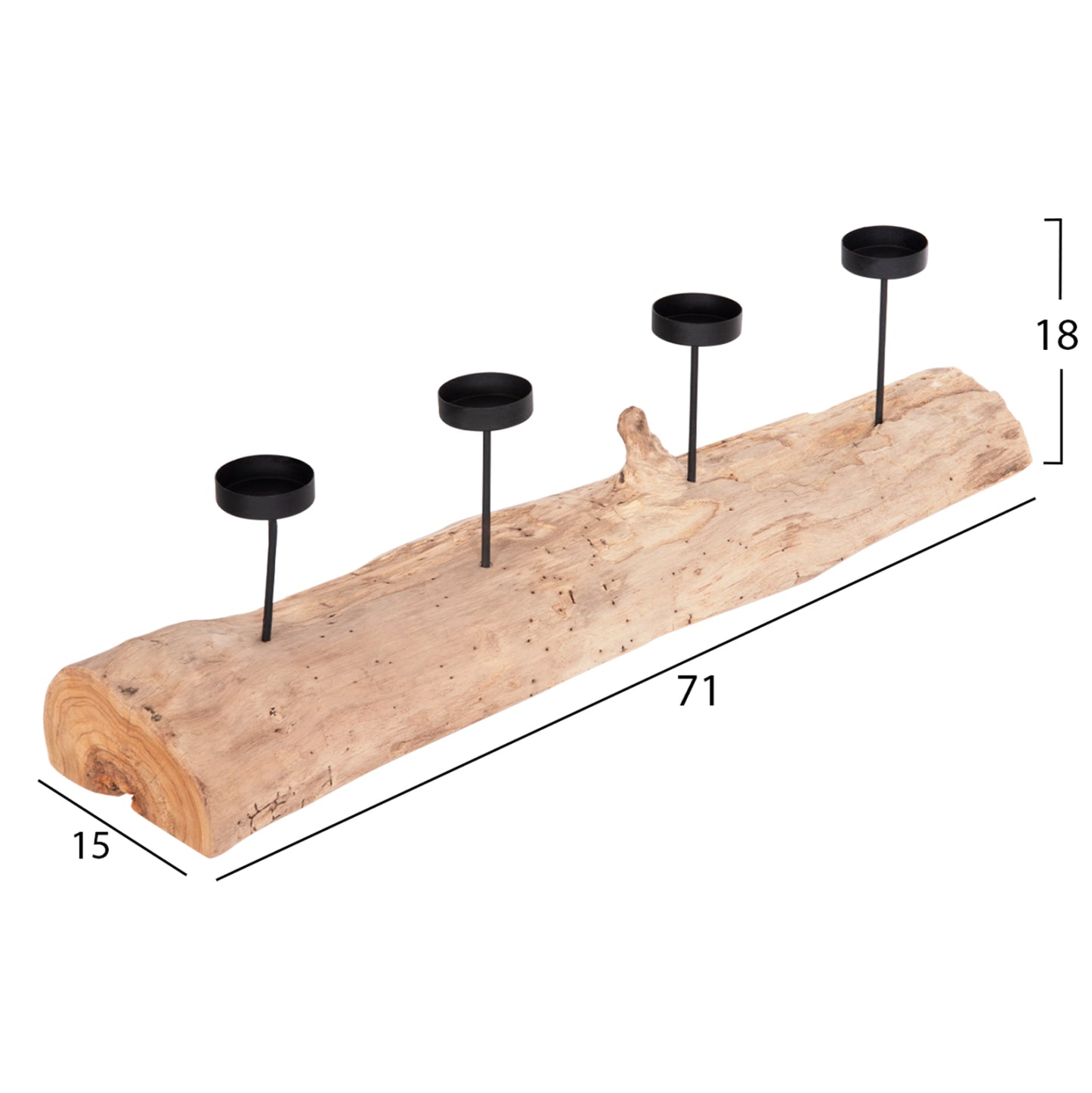 Ember table Teak Candle Stand - 71x15cm