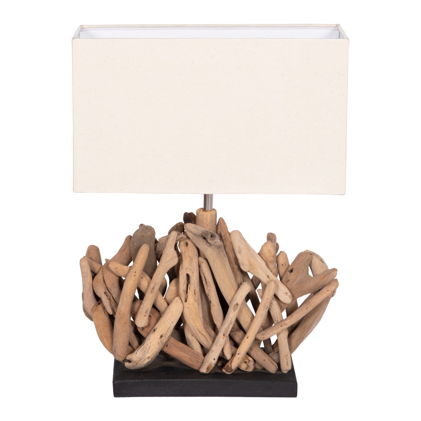 Table Lamp Rectangular Twiggy Hm4424 Driftwood & White Cap 35.5x15x47hcm.