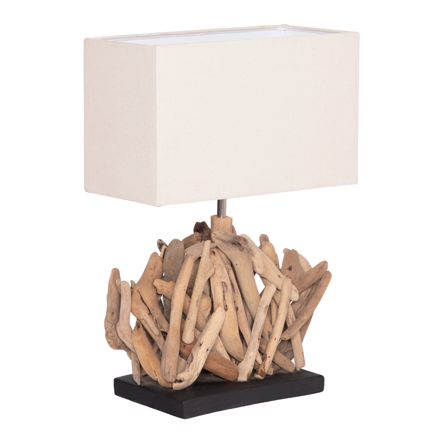 Table Lamp Rectangular Twiggy Hm4424 Driftwood & White Cap 35.5x15x47hcm.