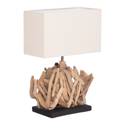 Table Lamp Rectangular Twiggy Hm4424 Driftwood & White Cap 35.5x15x47hcm.