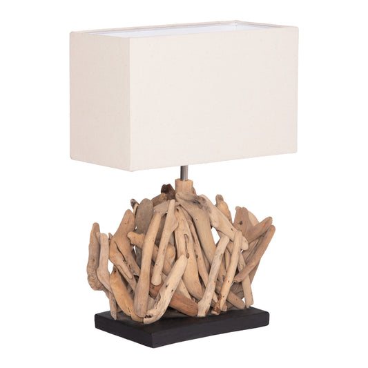 Table Lamp Rectangular Twiggy Hm4424 Driftwood & White Cap 35.5x15x47hcm.