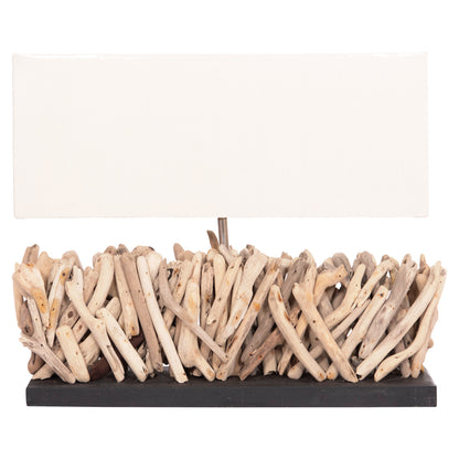 Table Lamp Rectangular Twiggy Hm4434 Driftwood & White Cap 56x16.5x43hcm.