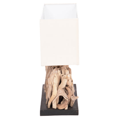 Table Lamp Rectangular Twiggy Hm4434 Driftwood & White Cap 56x16.5x43hcm.