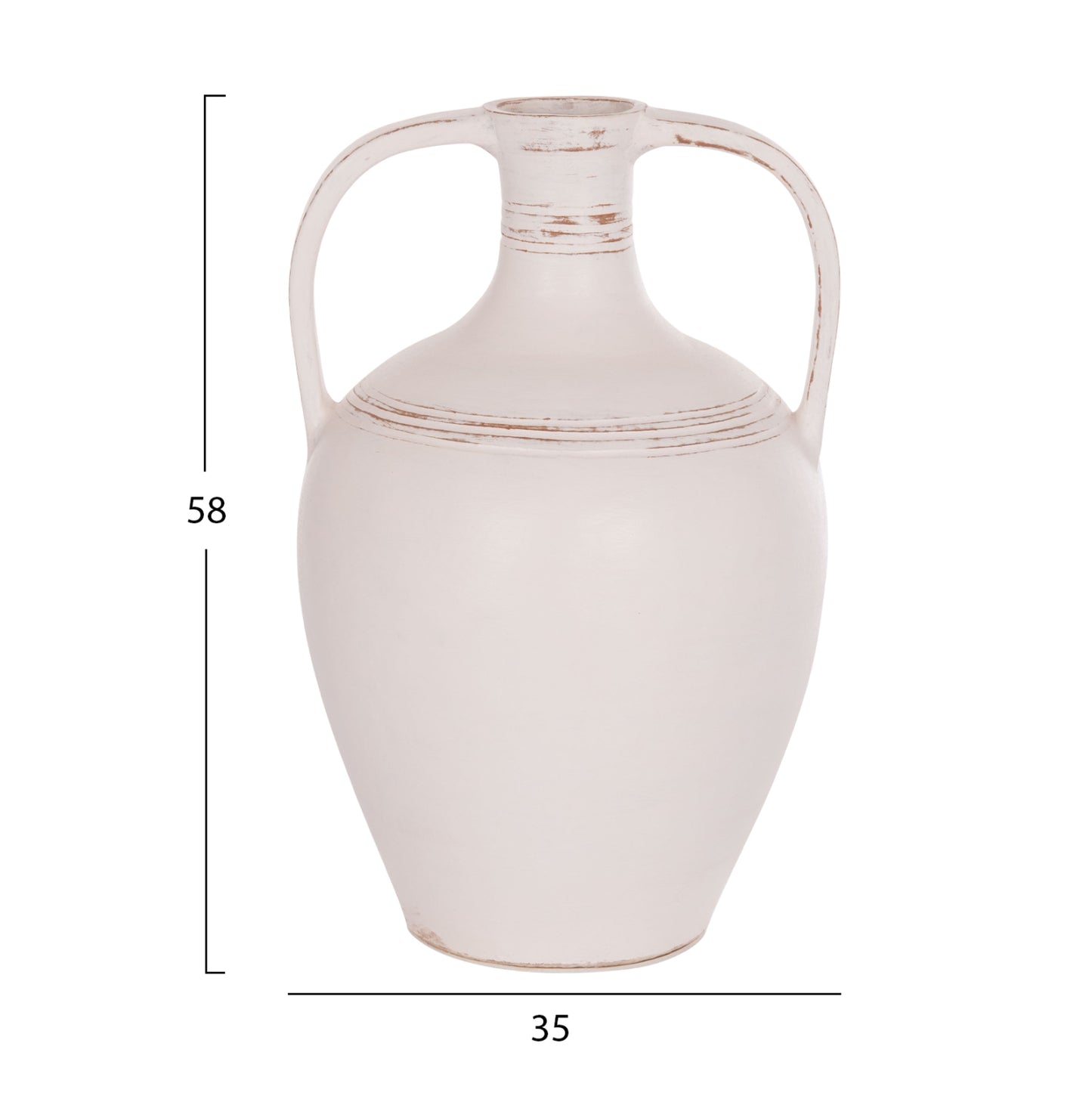 Decorative Vase (amphora) Feax Hm4676.02l Terracota In White--35x35x58hcm.