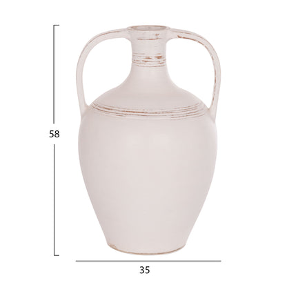 Decorative Vase (amphora) Feax Hm4676.02l Terracota In White--35x35x58hcm.