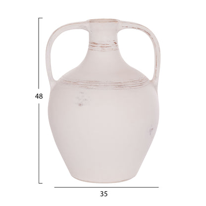 Decorative Vase (amphora) Feax Hm4676.02s Terracota In White--35x35x48hcm.