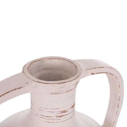 Decorative Vase (amphora) Feax Hm4676.02l Terracota In White--35x35x58hcm.