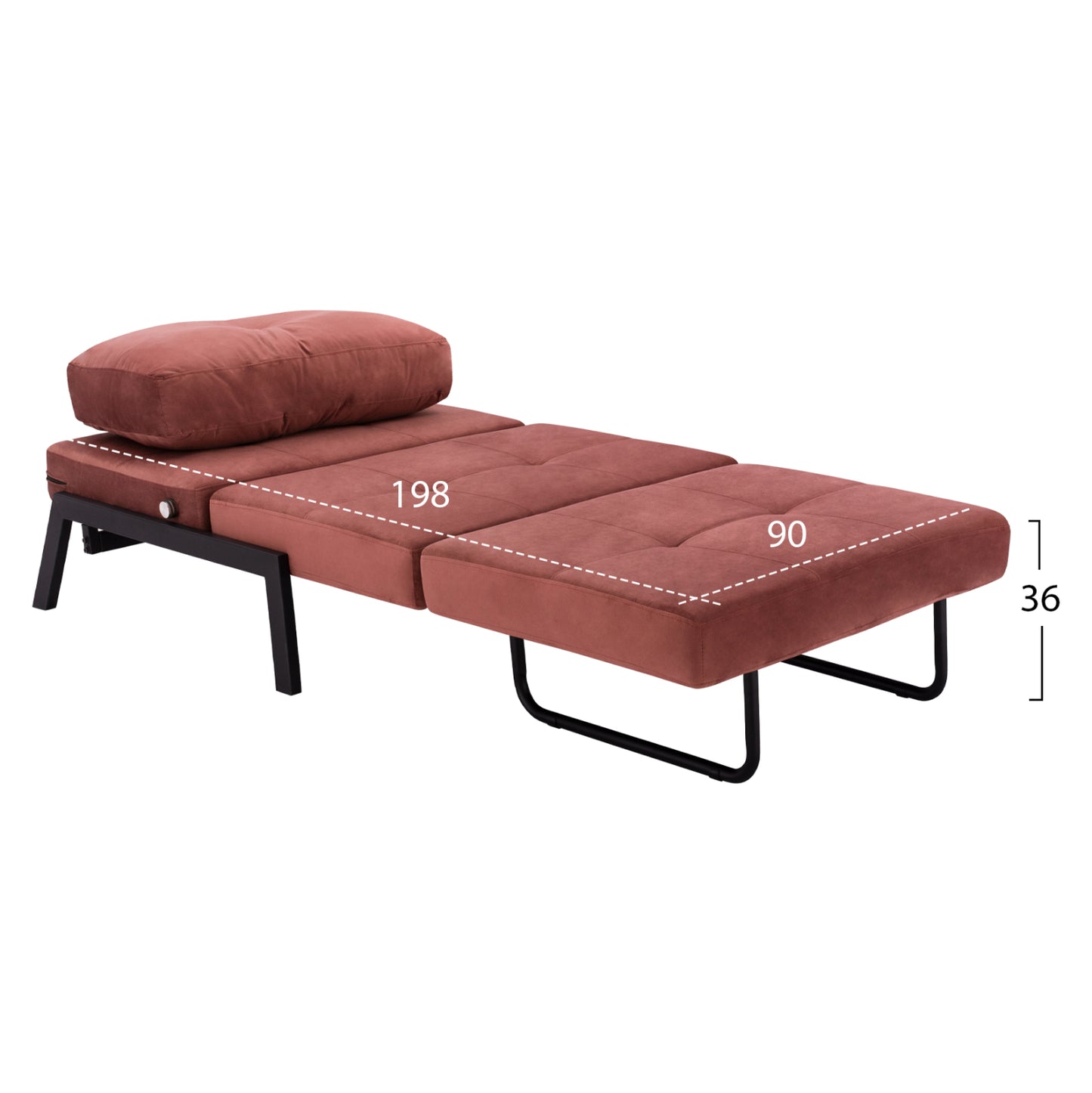 Hm3078.12 Armchair/bed Constance, Dusty Pink Velvet 95x92x66y Cm.