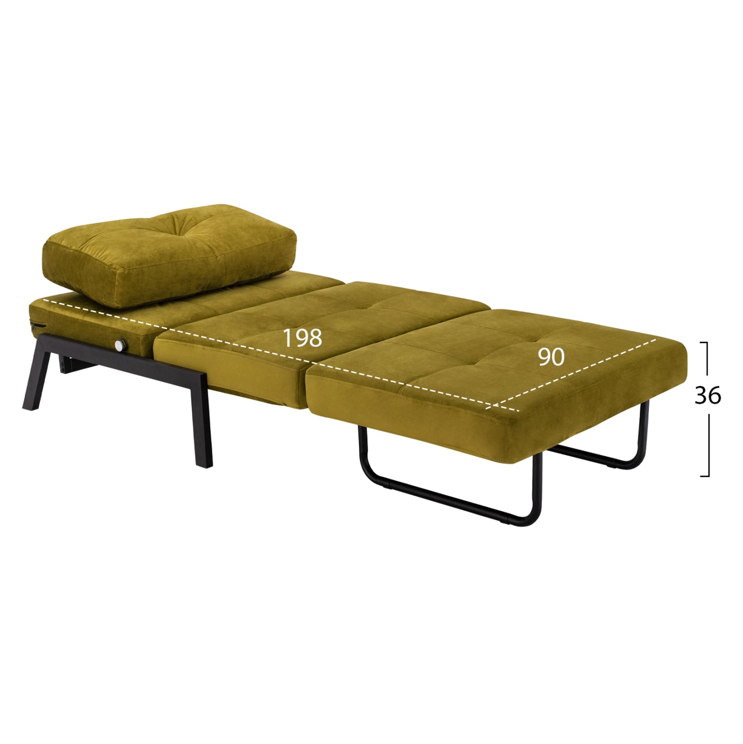 Hm3078.13 Armchair Bed Constance, Olive Green Velvet, 95x92x66cm