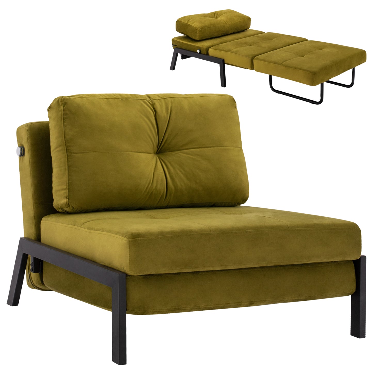 Hm3078.13 Armchair Bed Constance, Olive Green Velvet, 95x92x66cm