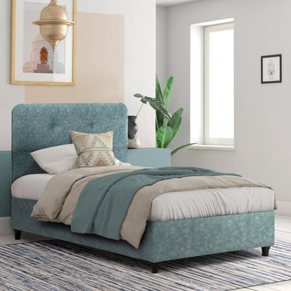 Hm648.27 Bed, Light Green Nubuck-type Fabric, 120x200