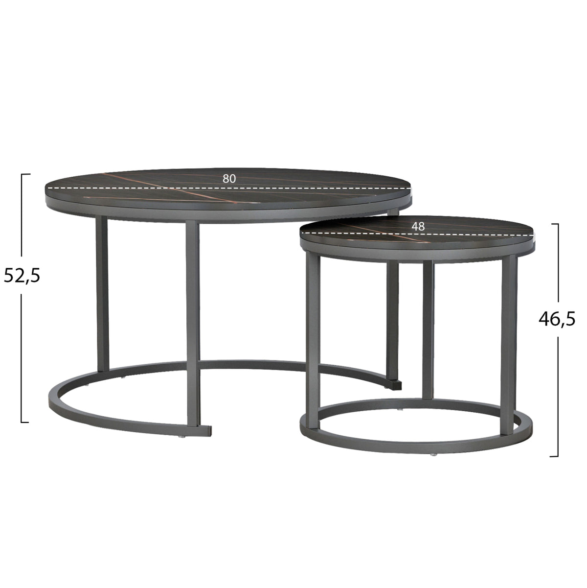 Student Living Room Set 3pcs Hm11385 Grey Fabric--mdf In Black Marble Color