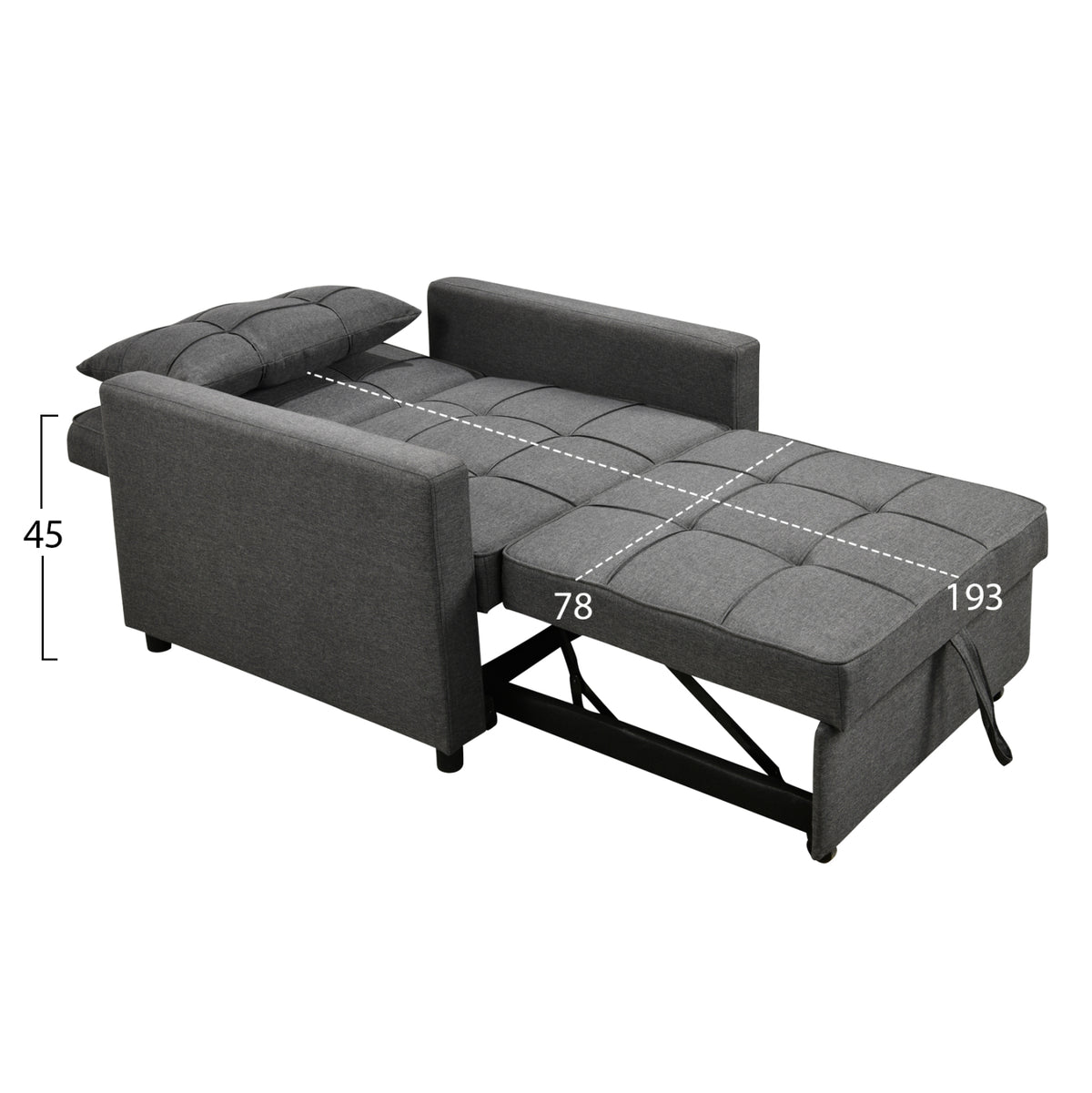 Student Living Room Set 3pcs Hm11385 Grey Fabric--mdf In Black Marble Color