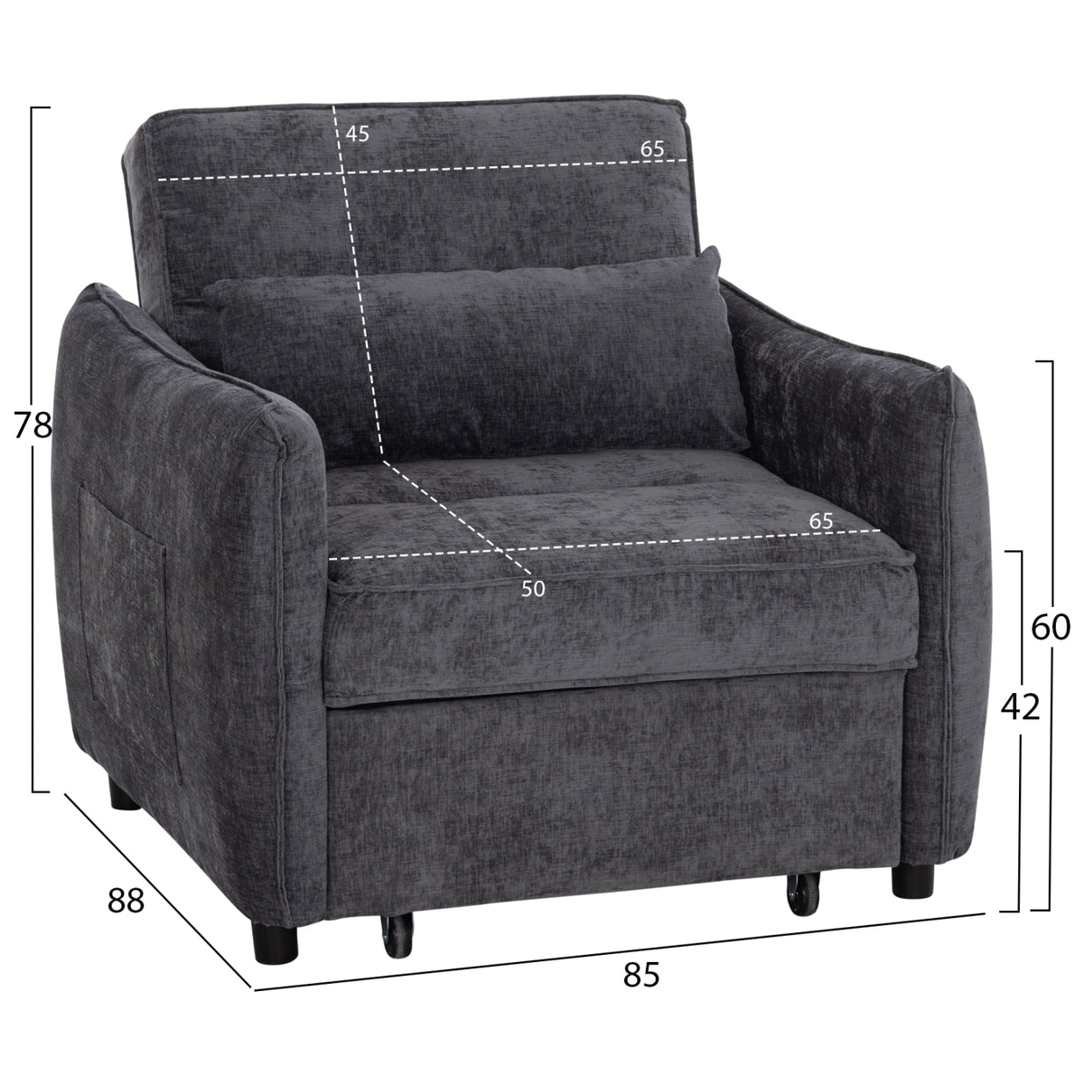 Student Living Room Set 3pcs Hm11386 Grey Velvet & Fabric--melamine In Zebrano