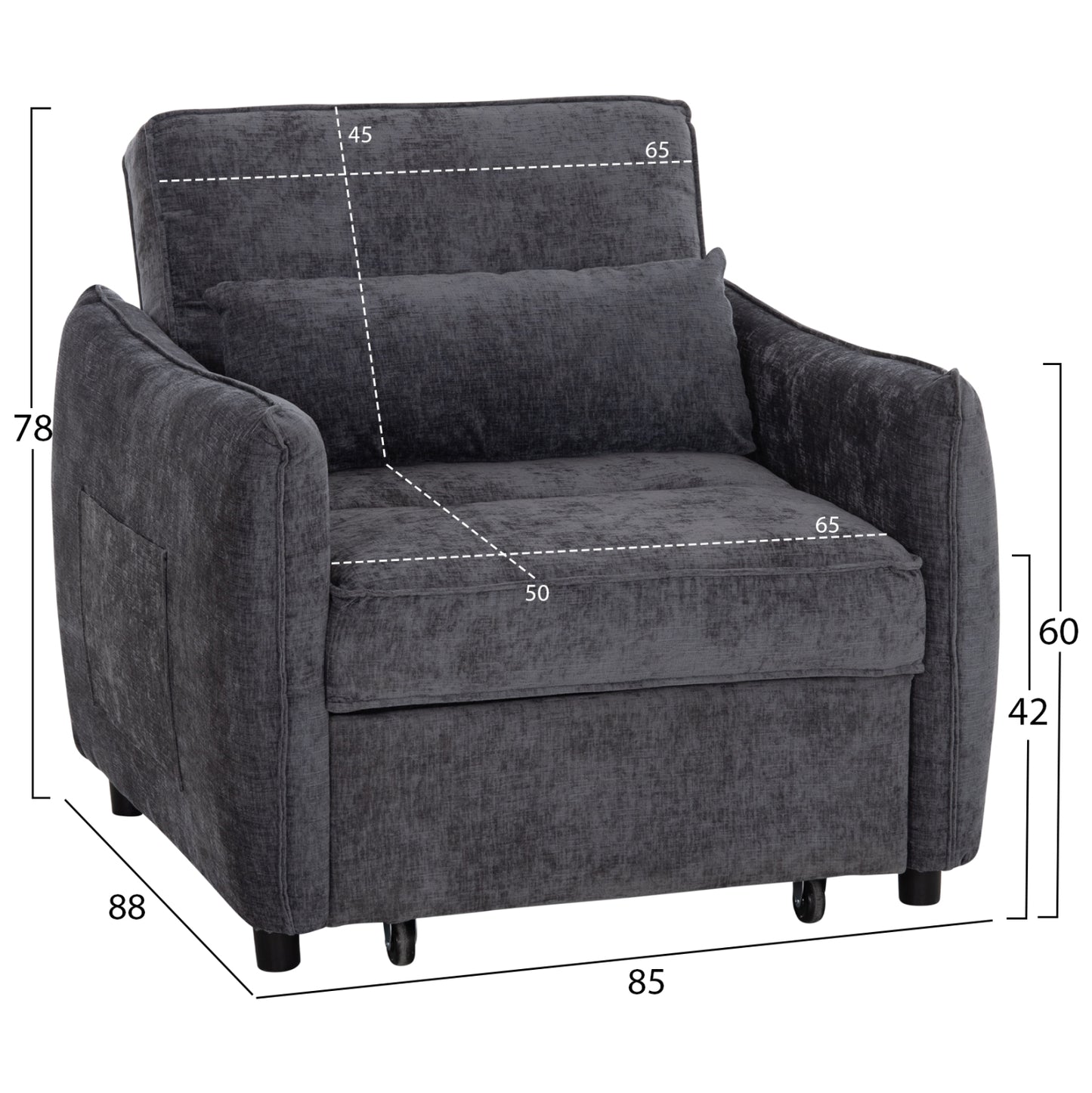 Student Living Room Set 3pcs Hm11386 Grey Velvet & Fabric--melamine In Zebrano
