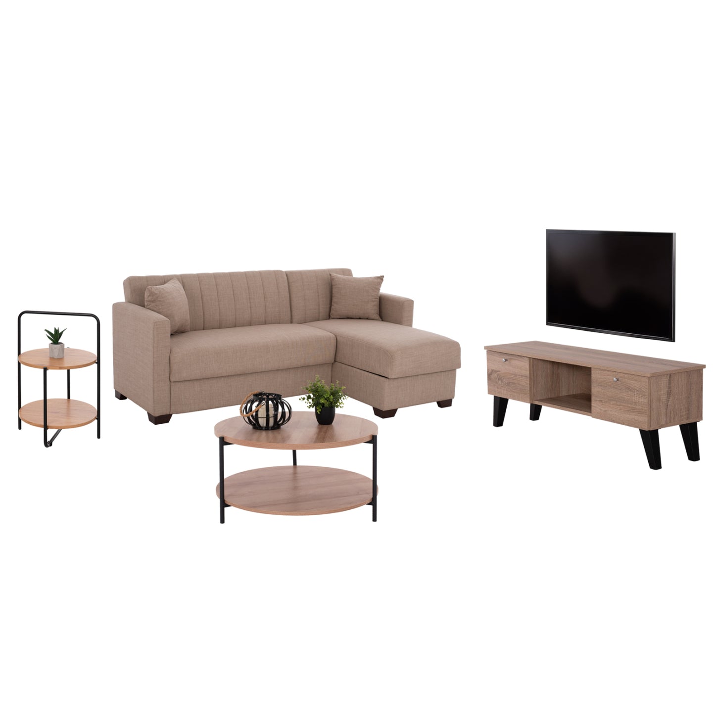 Student Pack Living Room 4pcs Hm11381 Sonama/beige