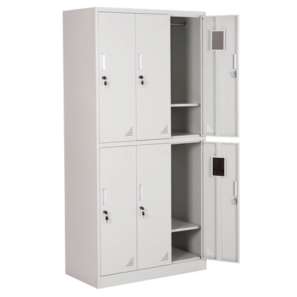 Locker Metallic Braila Hm5546.11 6 Cabinets With Key Locks In Light Grey 90x45x185hcm.