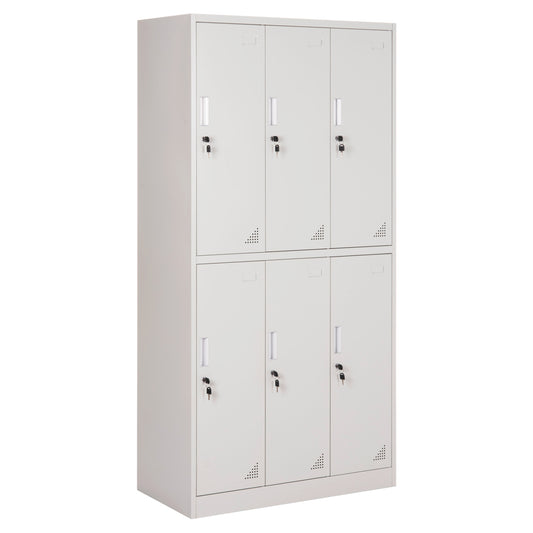 Locker Metallic Braila Hm5546.11 6 Cabinets With Key Locks In Light Grey 90x45x185hcm.