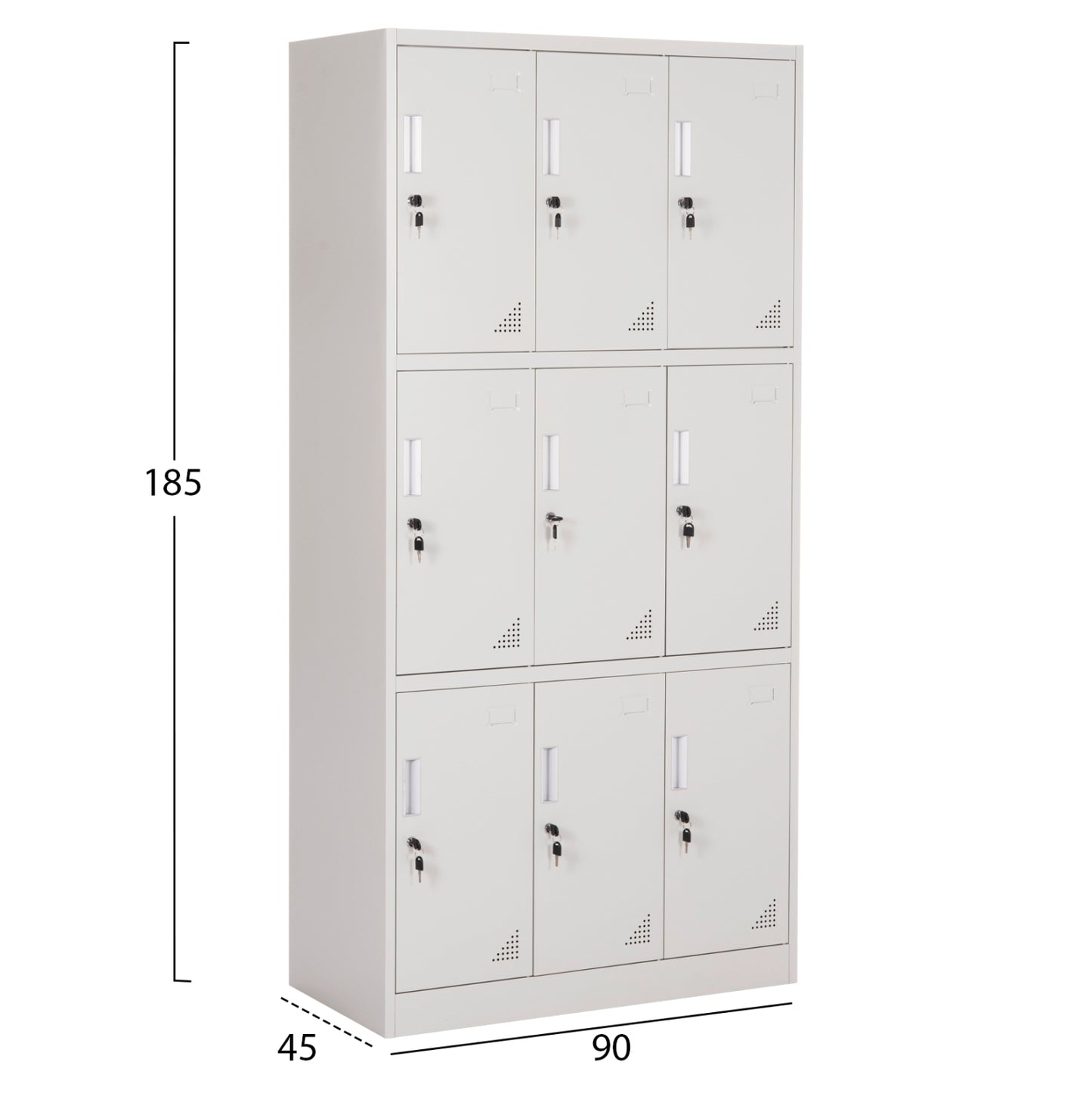 Locker Metallic Malmoe Hm5636.11 9 Cabinets With Key Locks In Light Grey 90x45x185hcm.