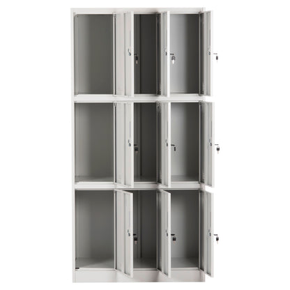 Locker Metallic Malmoe Hm5636.11 9 Cabinets With Key Locks In Light Grey 90x45x185hcm.