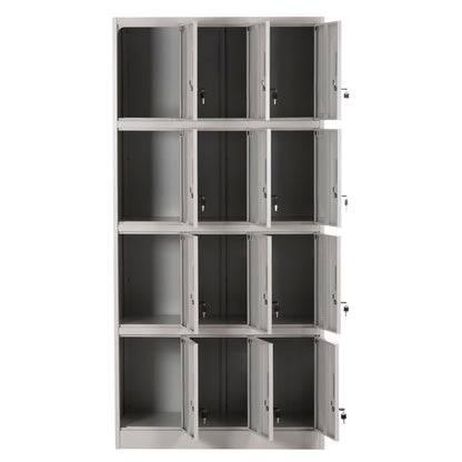 Locker Metallic With 12 Cabinets With Key Locks Bexley Hm5637.11 Light Grey 90x45x185hcm.