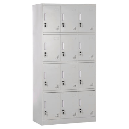Locker Metallic With 12 Cabinets With Key Locks Bexley Hm5637.11 Light Grey 90x45x185hcm.
