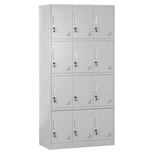 Locker Metallic With 12 Cabinets With Key Locks Bexley Hm5637.11 Light Grey 90x45x185hcm.