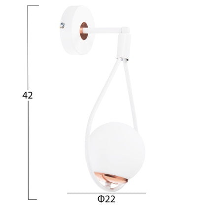 Wall Sconce Hanging Drop White With White Globe 22x20x43hcm.hm7640.03
