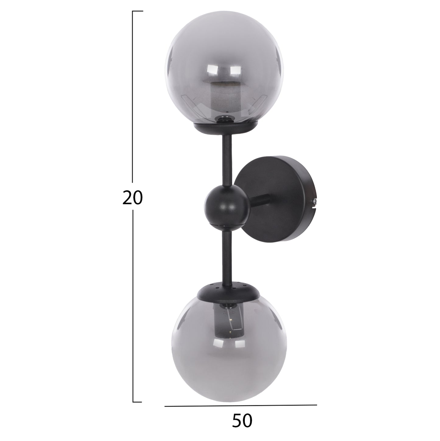 Wall Sconce With 2 Bulbs In Vertical Arrangement 50x15x20hcm. Hm7638.01