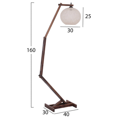 Floor Standing Lamp Modular Walnut With Spherical Cap Rope 40x30x160yεκ.hm7701.01