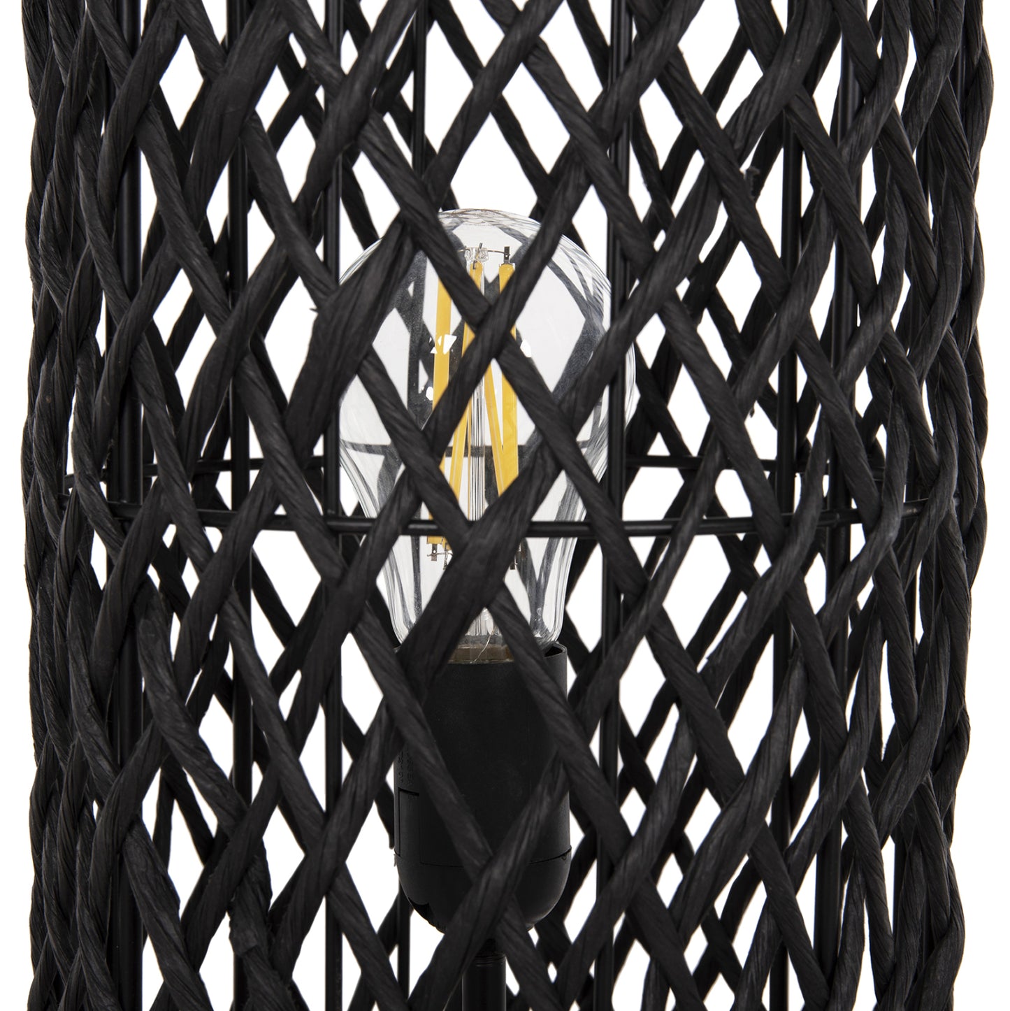 Floor Standing Lamp Hm4342 Metal-paper Rope In Sand Beige-black Φ20Χ120hcm.