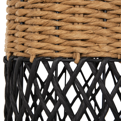 Floor Standing Lamp Hm4342 Metal-paper Rope In Sand Beige-black Φ20Χ120hcm.