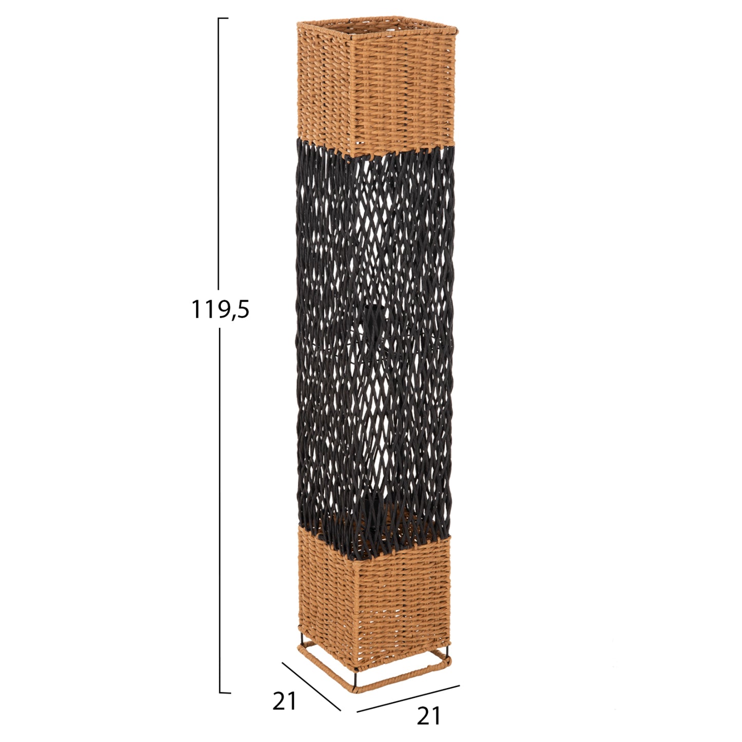 Floor Standing Lamp Hm4355 Metal-paper Rope In Sand Beige-black 21x21x119,5hcm.