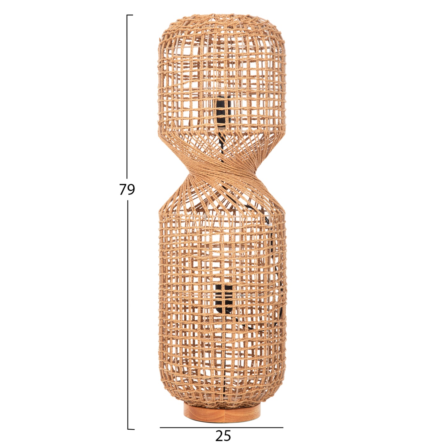 Floor Standing Lamp Hm4359 Metal-paper Rope In Brown- 2 Light Bulbs Φ25x78.5hcm.
