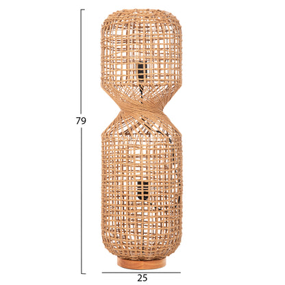 Floor Standing Lamp Hm4359 Metal-paper Rope In Brown- 2 Light Bulbs Φ25x78.5hcm.