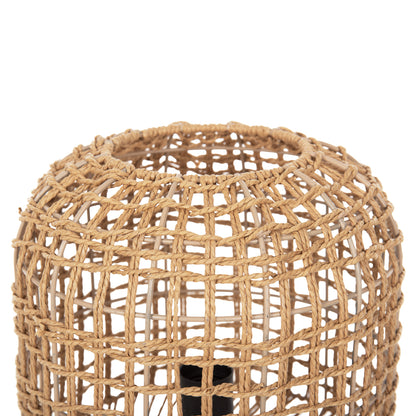 Floor Standing Lamp Hm4359 Metal-paper Rope In Brown- 2 Light Bulbs Φ25x78.5hcm.