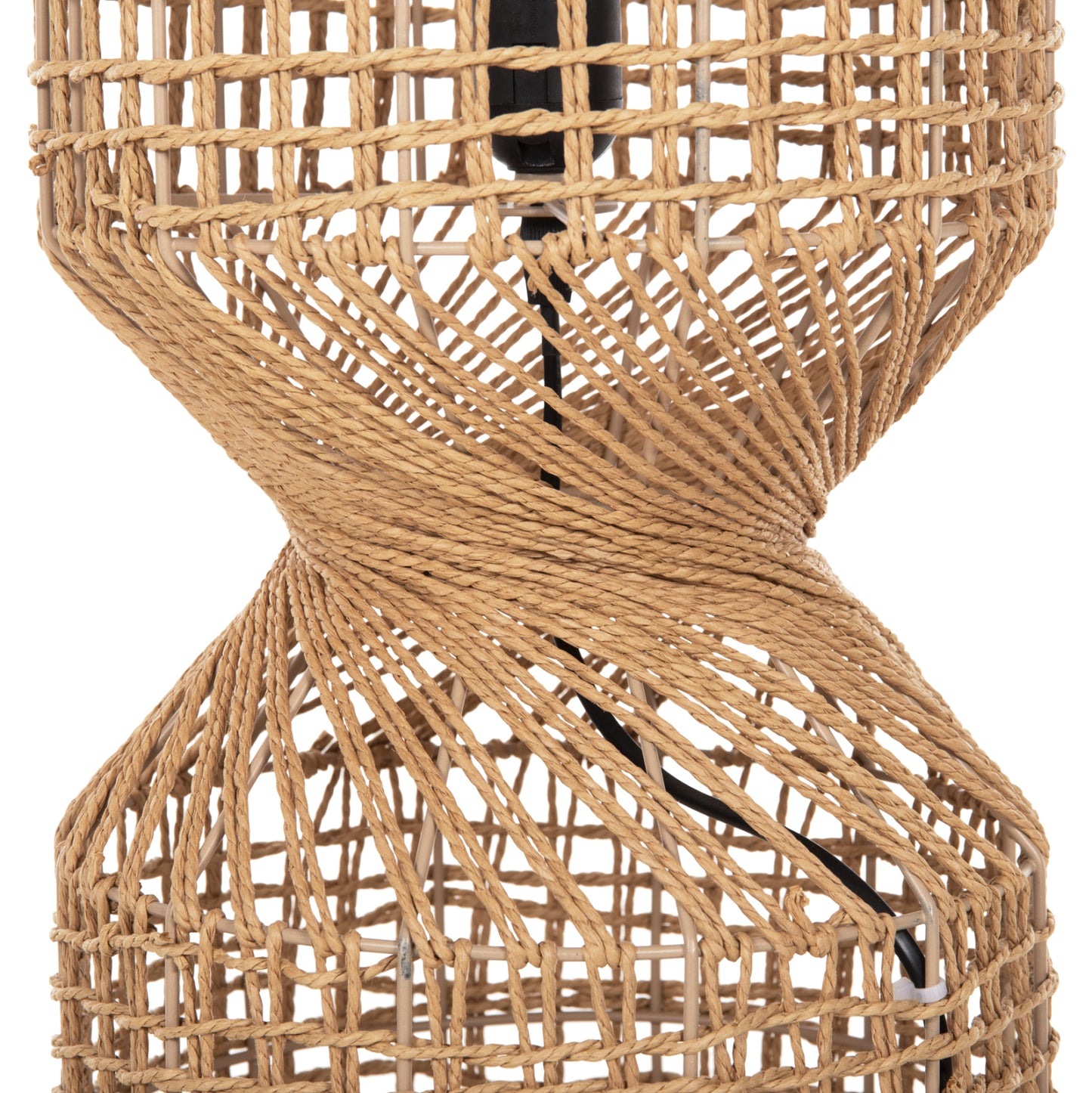 Floor Standing Lamp Hm4359 Metal-paper Rope In Brown- 2 Light Bulbs Φ25x78.5hcm.
