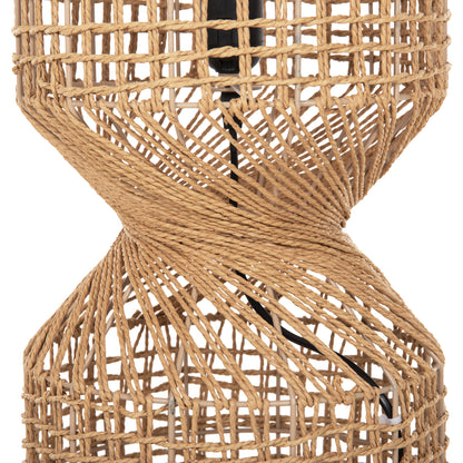 Floor Standing Lamp Hm4359 Metal-paper Rope In Brown- 2 Light Bulbs Φ25x78.5hcm.