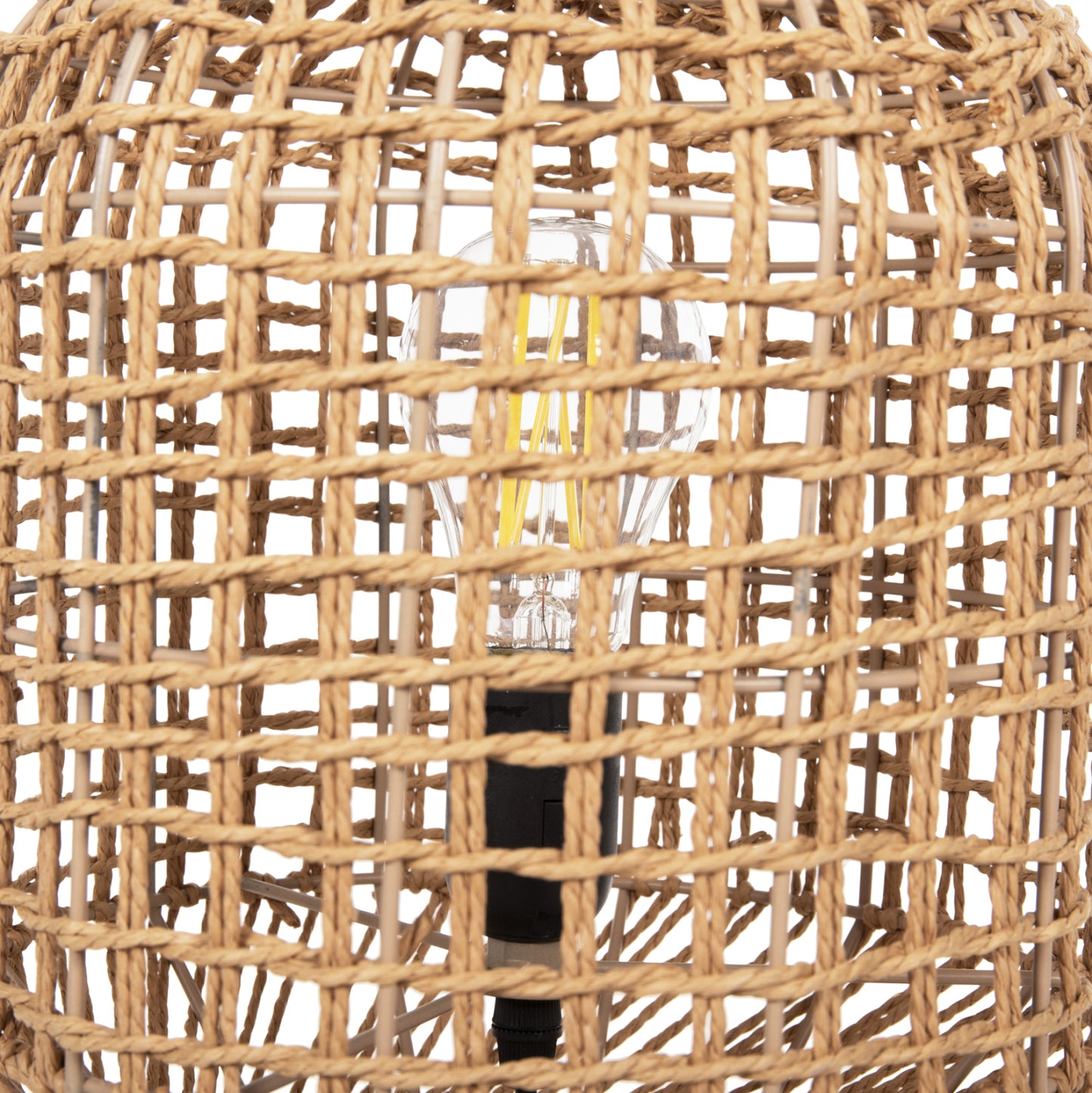 Floor Standing Lamp Hm4359 Metal-paper Rope In Brown- 2 Light Bulbs Φ25x78.5hcm.