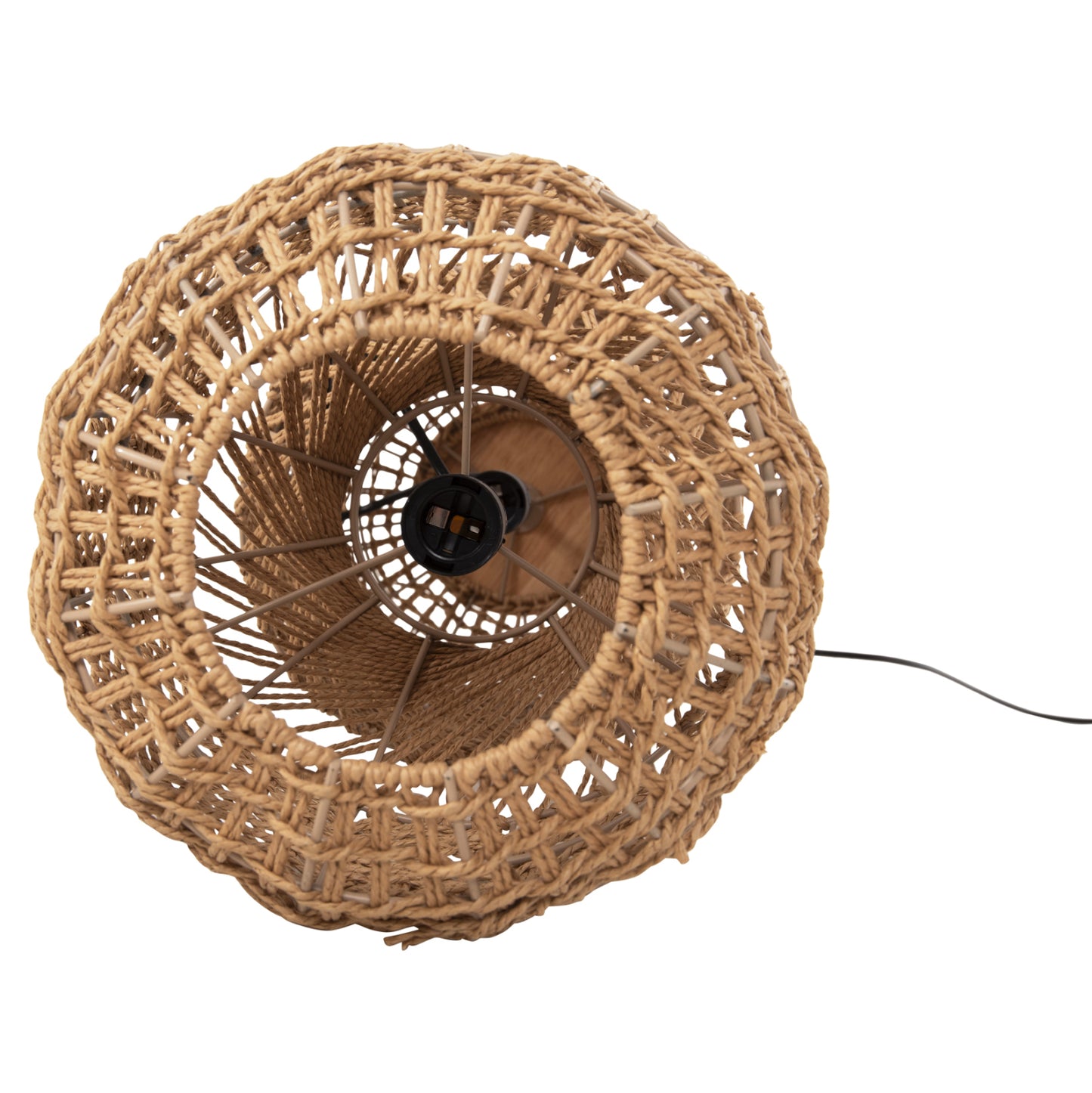 Floor Standing Lamp Hm4359 Metal-paper Rope In Brown- 2 Light Bulbs Φ25x78.5hcm.