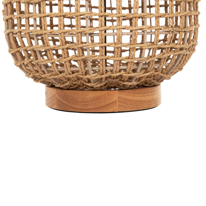 Floor Standing Lamp Hm4359 Metal-paper Rope In Brown- 2 Light Bulbs Φ25x78.5hcm.