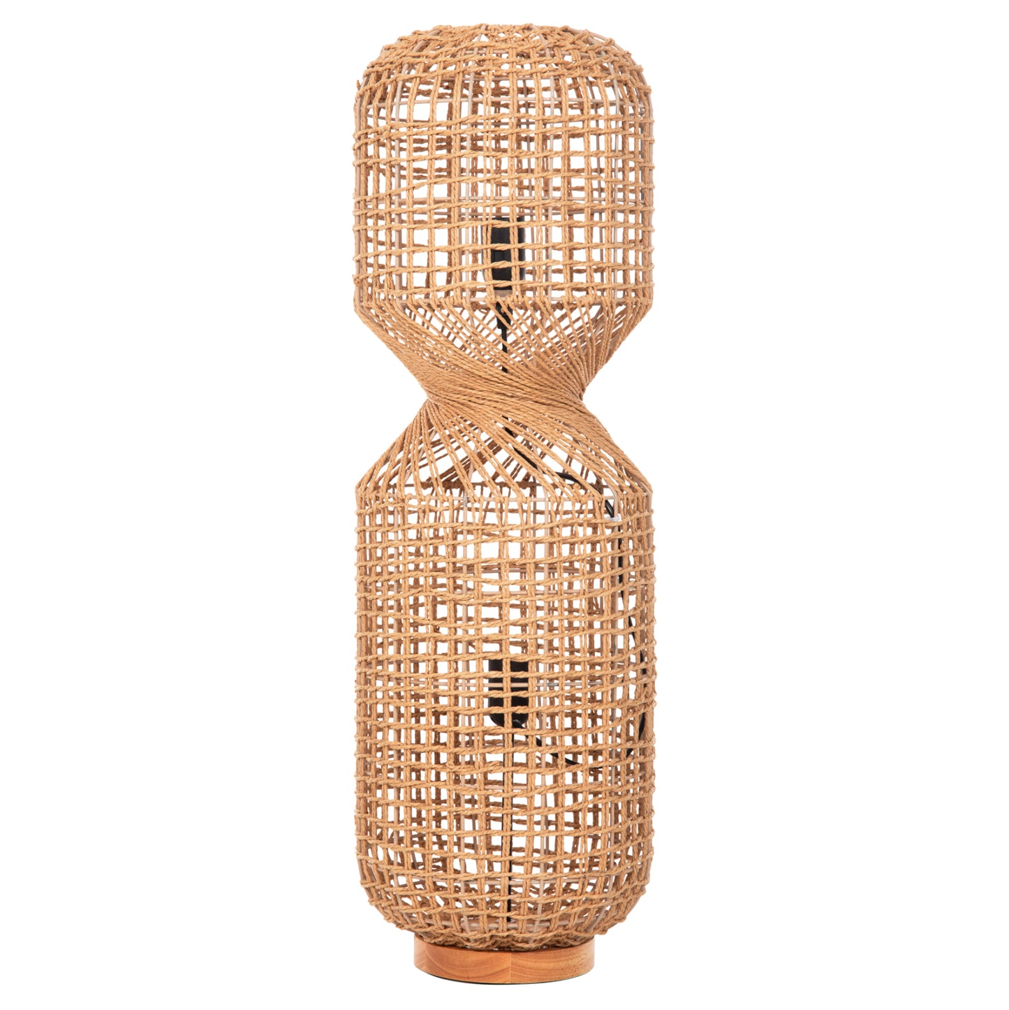 Floor Standing Lamp Hm4359 Metal-paper Rope In Brown- 2 Light Bulbs Φ25x78.5hcm.