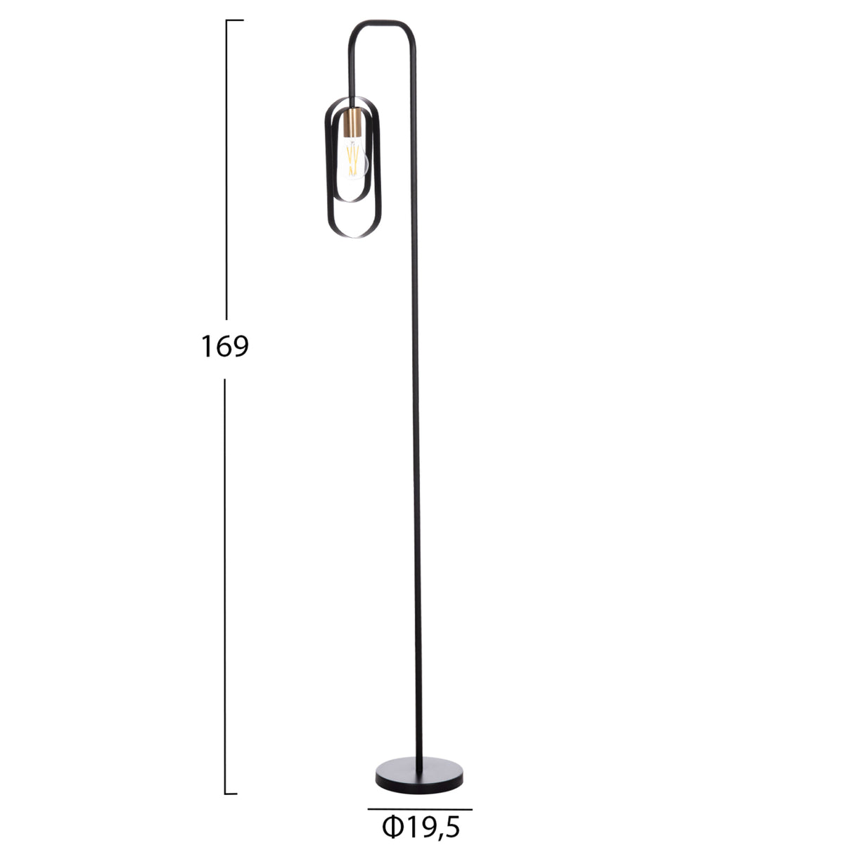 Floor Standing Lamp Biut Hm7434.11 Metal In Black 29x169hcm.