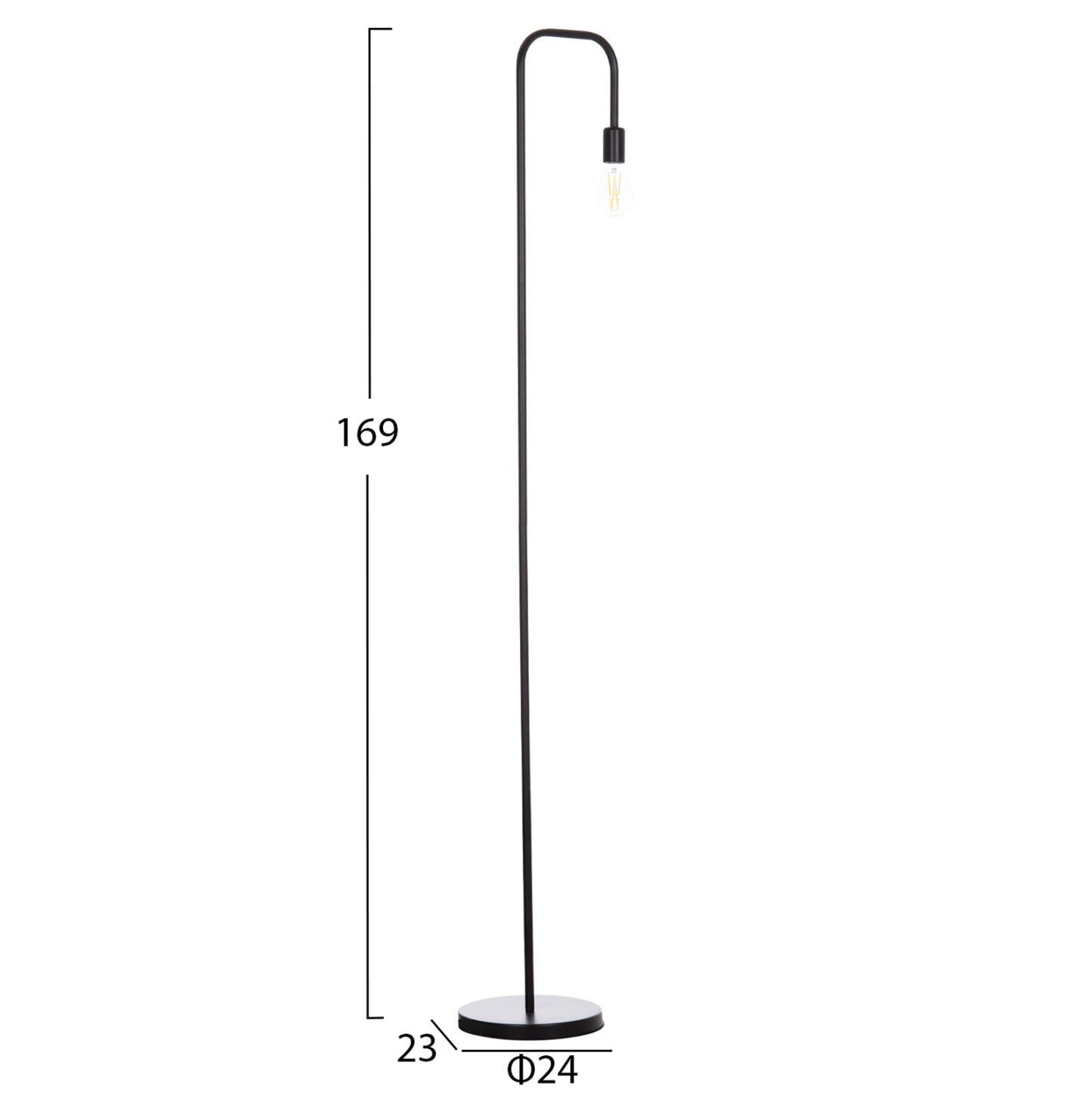 Floor Standing Lamp Kramer Hm7535.11 Metal In Black 23x169hcm.