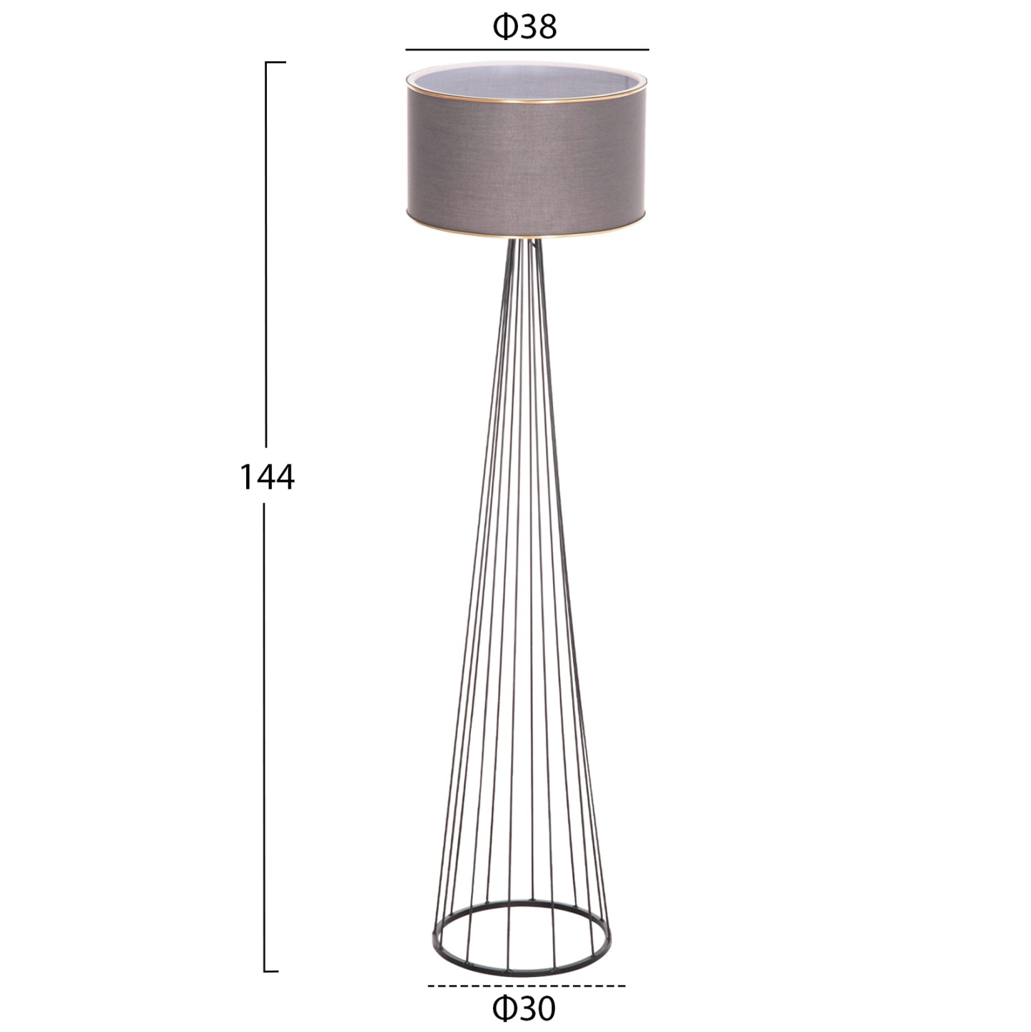Floor Standing Lamp Hue Hm7581.11 Metal Pillar And Cap In Grey Φ38x144hcm.