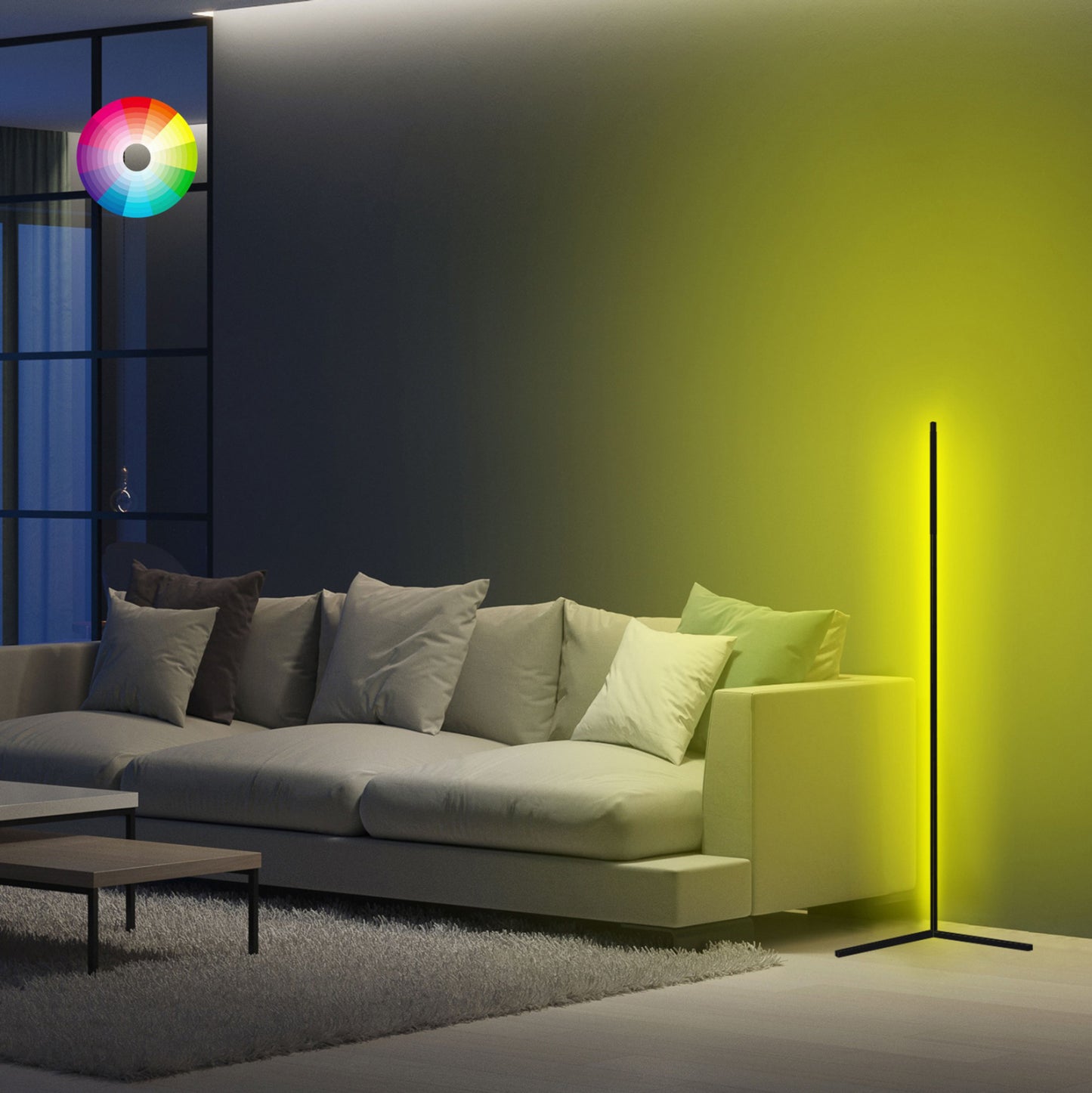 Floor Lamp Black With Rgb Led & Wireless Control Hm7309 30x30x120 Cm.