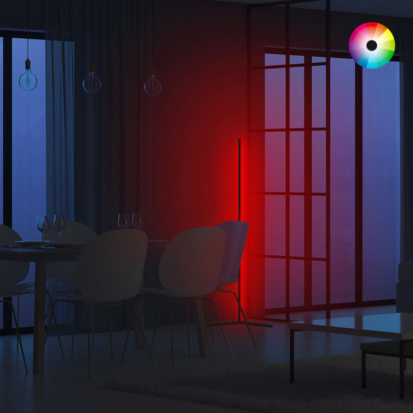 Floor Lamp Black With Rgb Led & Wireless Control Hm7309 30x30x120 Cm.