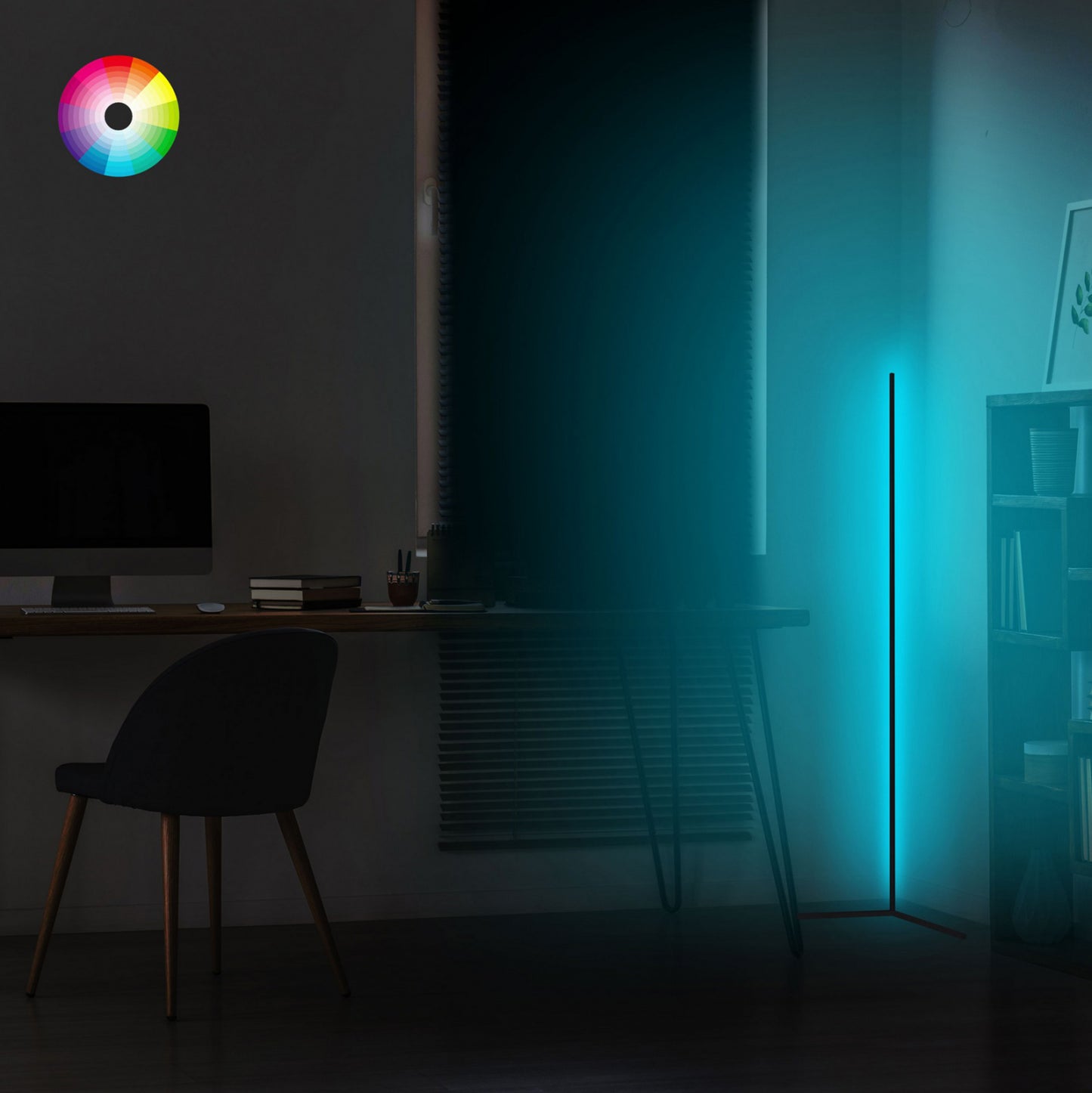 Floor Lamp Black With Rgb Led & Wireless Control Hm7309 30x30x120 Cm.