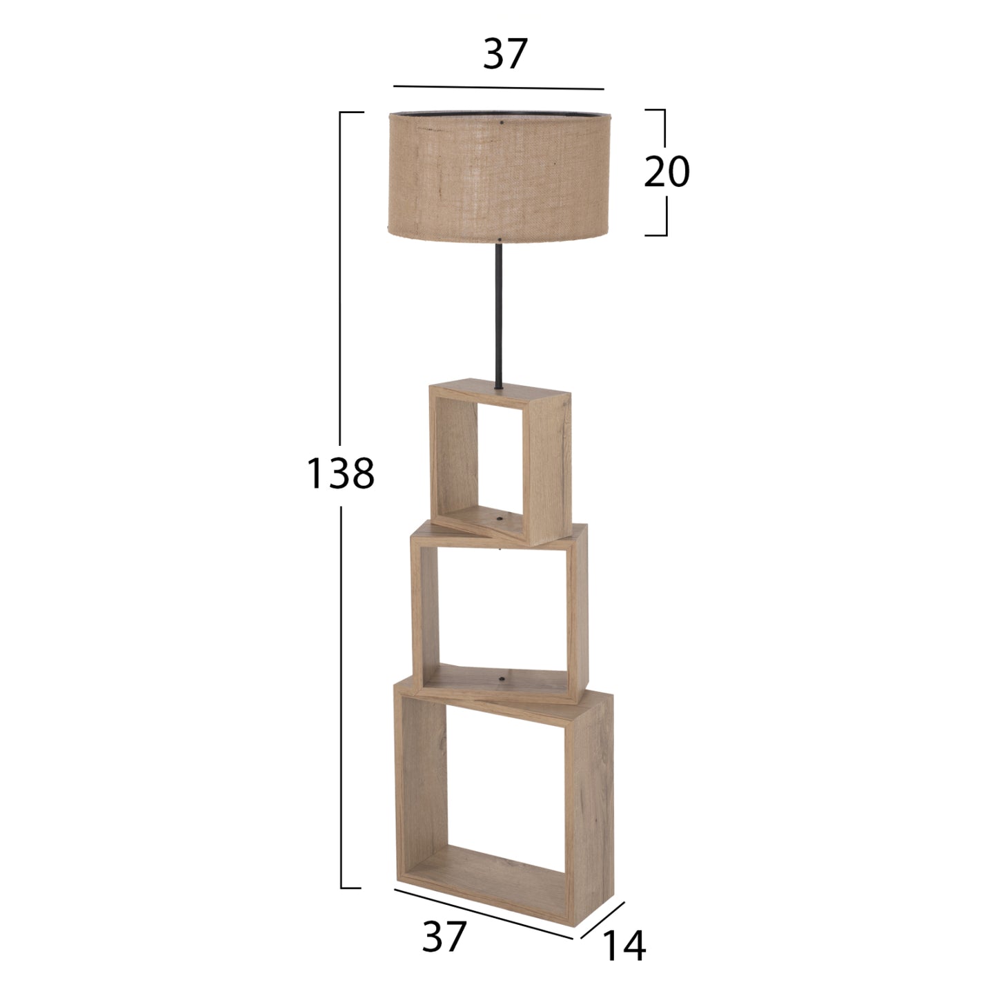 Floor Standing Lamp Hm7608.03 Mdf In Sonoma-beige Cap Φ38x140hcm.